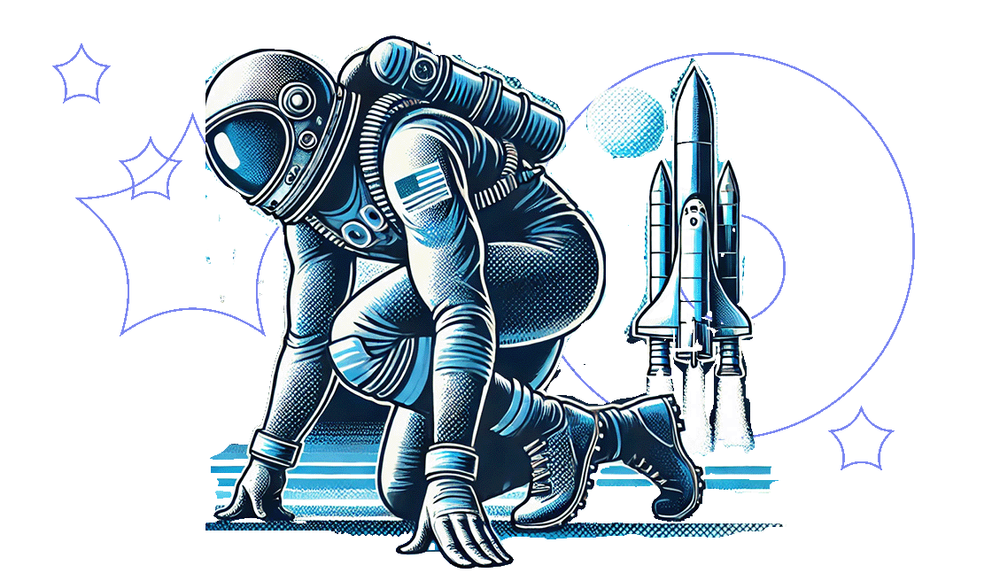 Astronaut and athlete image depicting shaping the future